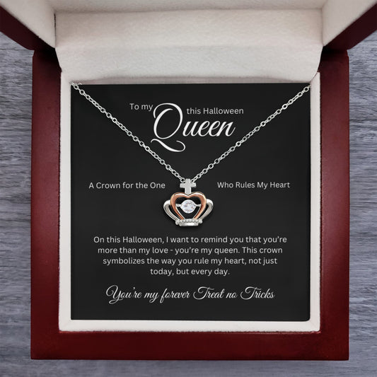 NEW SEASONAL JEWELRY!!! The Perfect Halloween Unique Gift: Crown Pendant Necklace with My Queen” Message Card