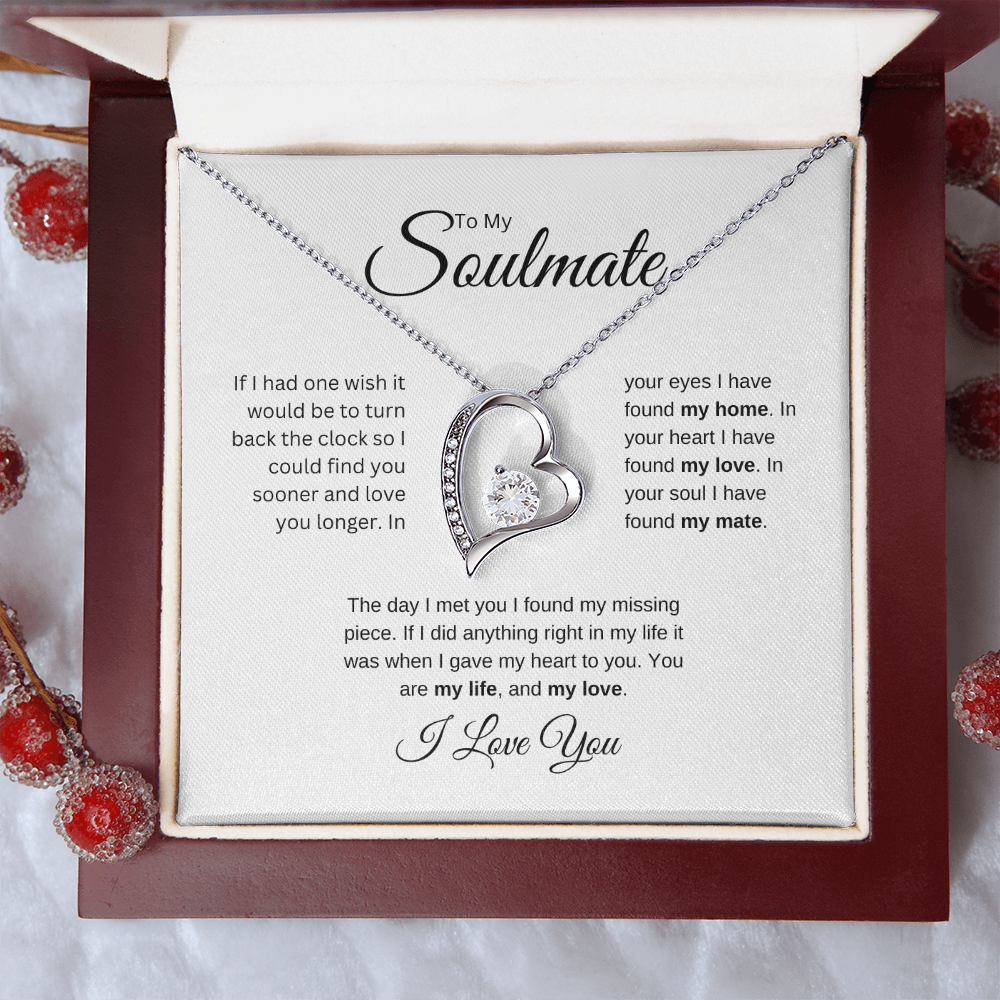 To My Soulmate: Forever Love Necklace with Birthday Message Card, Meaningful Jewelry Gift
