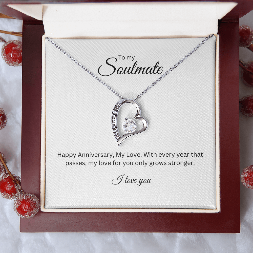To My Soulmate: Eternal Love Necklace with Anniversary Message Card, Meaningful Jewelry Gift
