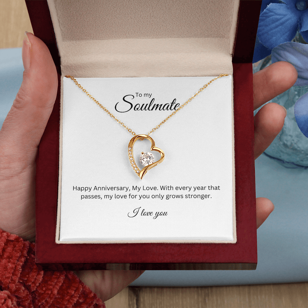 To My Soulmate: Eternal Love Necklace with Anniversary Message Card, Meaningful Jewelry Gift