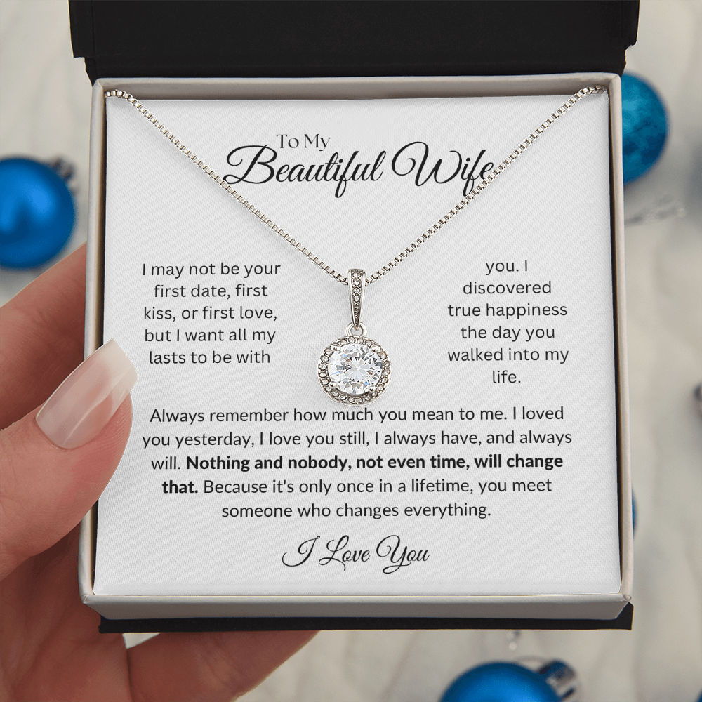 To my Beautiful Wife, Eternal Hope Necklace with Heartfelt Message Card, Meaningful Jewelry Gift