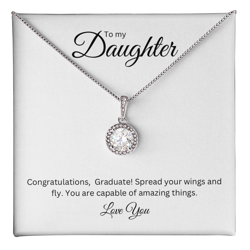 To My Daughter: Eternal Hope Necklace with Graduate Message Card, Meaningful Jewelry Gift