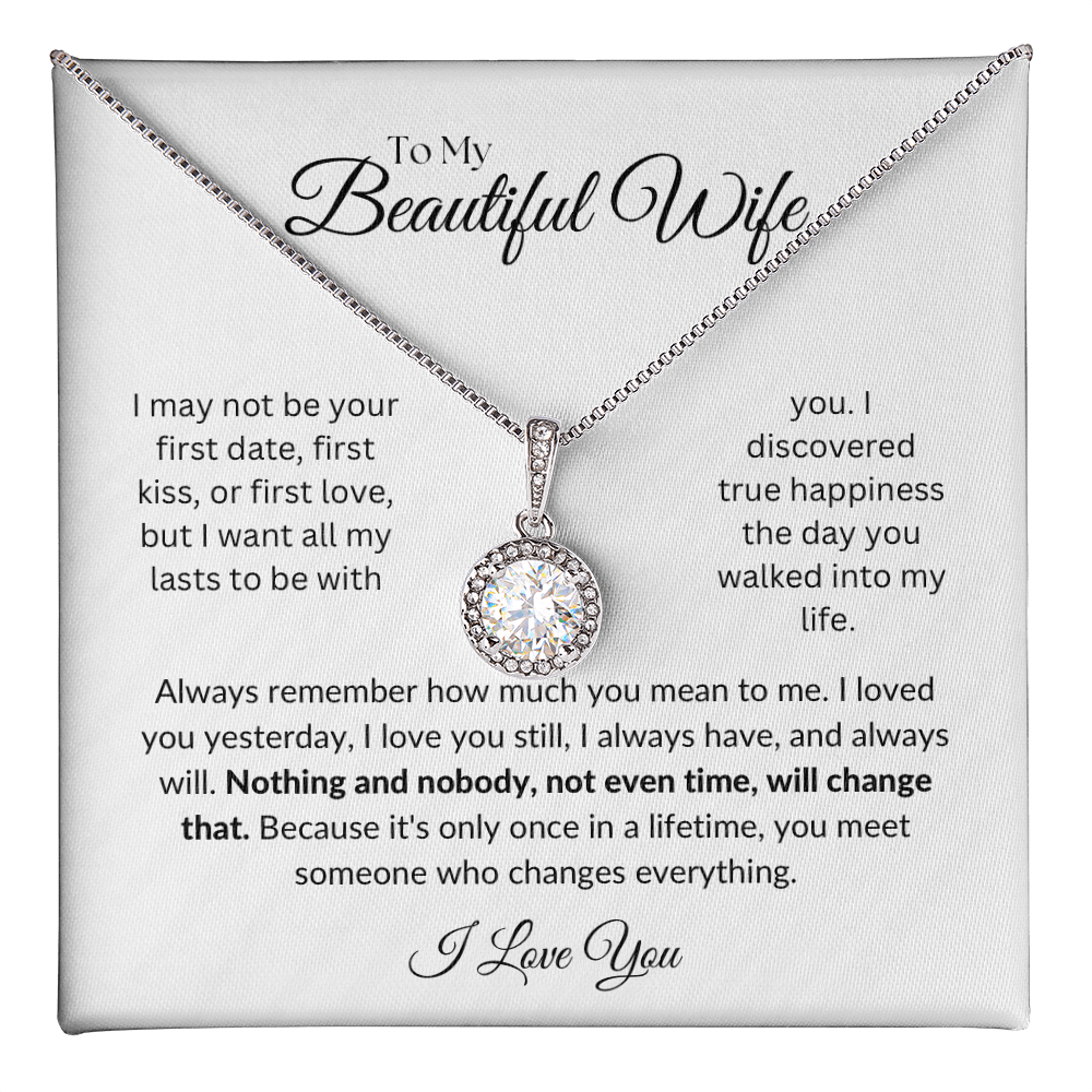 To my Beautiful Wife, Eternal Hope Necklace with Heartfelt Message Card, Meaningful Jewelry Gift