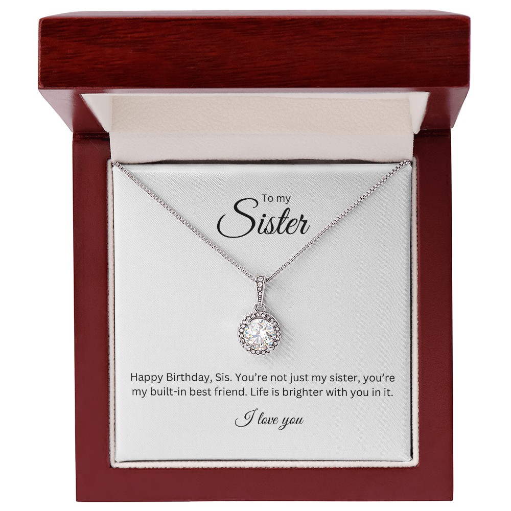To My Sister: Eternal Hope Necklace with Birthday Message Card, Meaningful Jewelry Gift