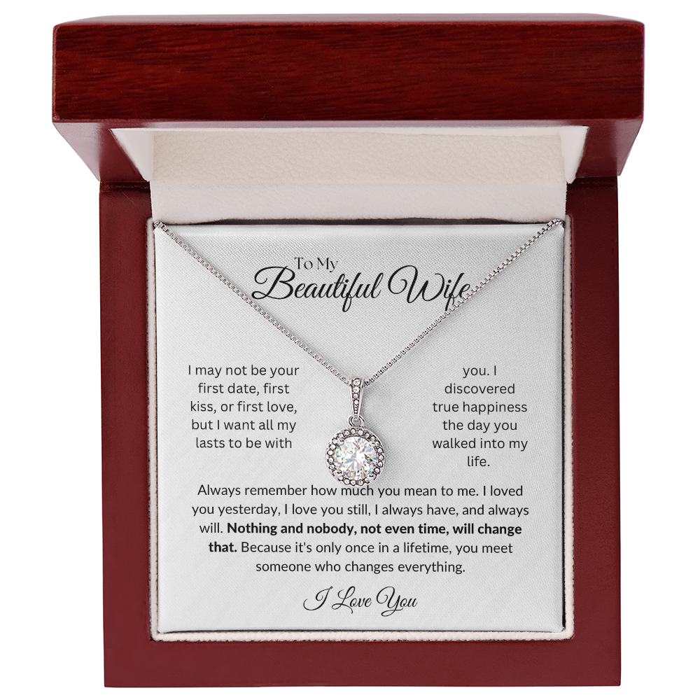 To my Beautiful Wife, Eternal Hope Necklace with Heartfelt Message Card, Meaningful Jewelry Gift