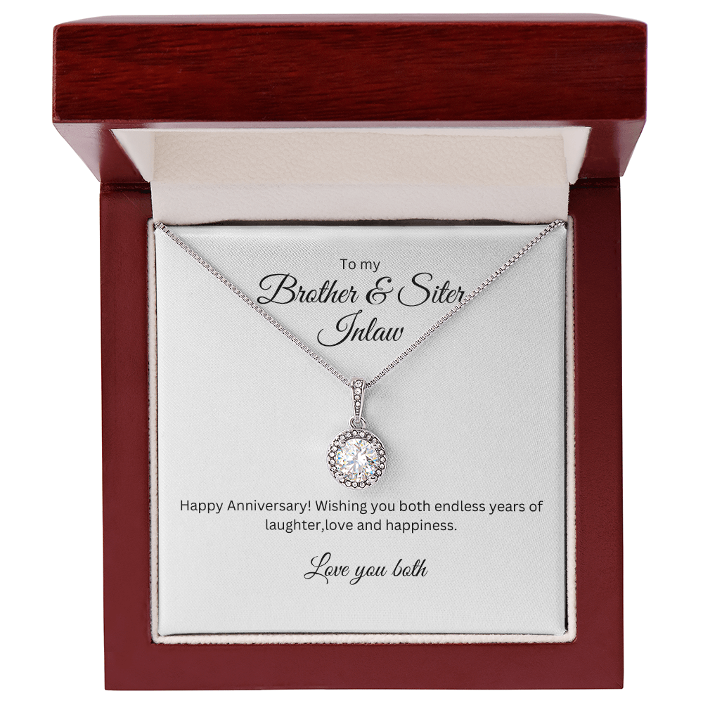 To My Brother and Sister In-law: Eternal Hope Necklace with anniversary Message Card, Meaningful Jewelry Gift