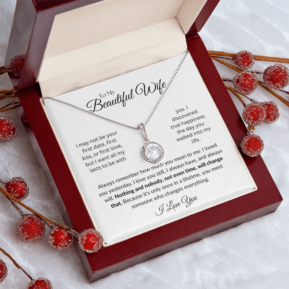 To my Beautiful Wife, Eternal Hope Necklace with Heartfelt Message Card, Meaningful Jewelry Gift