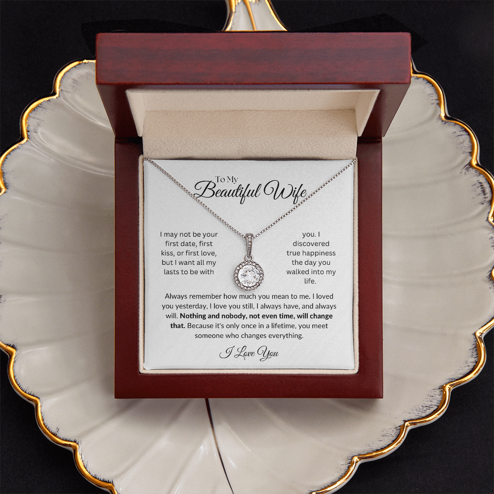 To my Beautiful Wife, Eternal Hope Necklace with Heartfelt Message Card, Meaningful Jewelry Gift