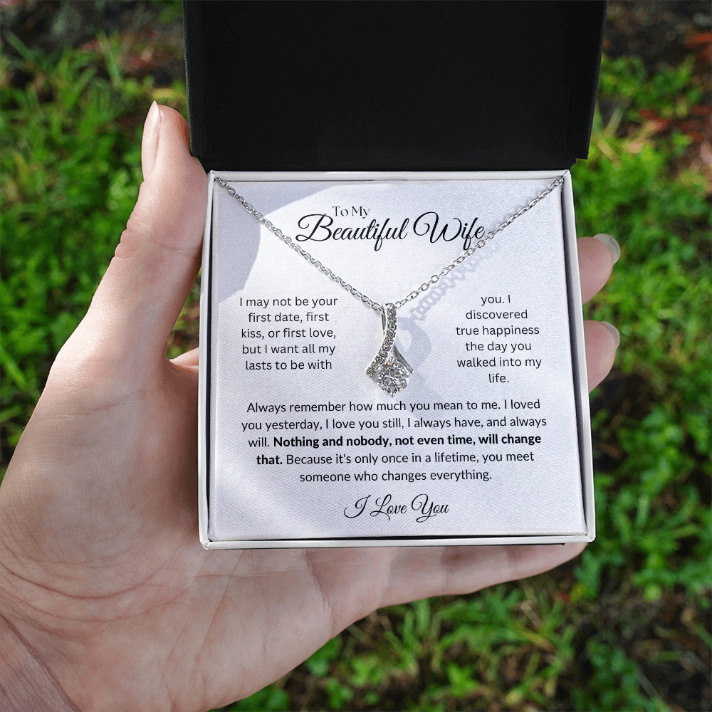 To my Wife, Alluring Beauty Necklace, Heartfelt Message Card, Meaningful Jewelry Gift