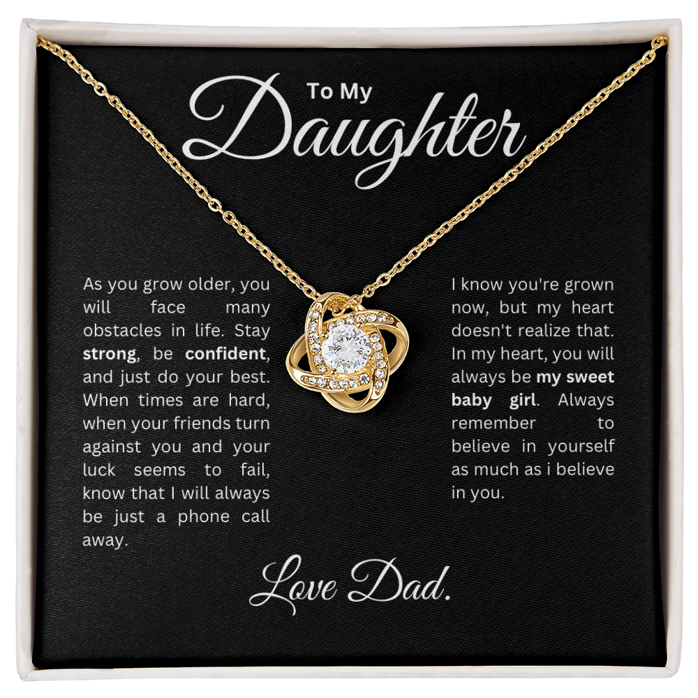 To my Daughter: Love Knot Necklace with Heartfelt Message Card, Meaningful Jewelry Gift