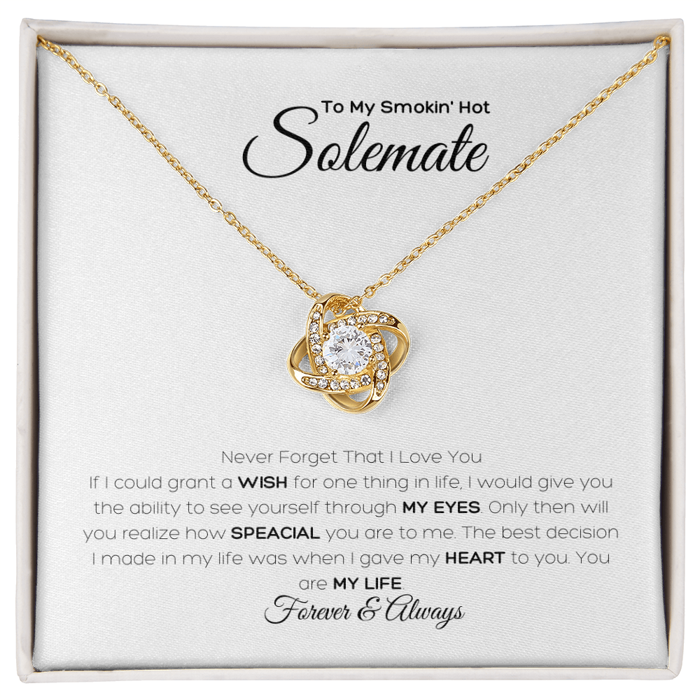 To my Soulmate, Love Knot Necklace with Heartfelt Message Card, Meaningful Jewelry Gift