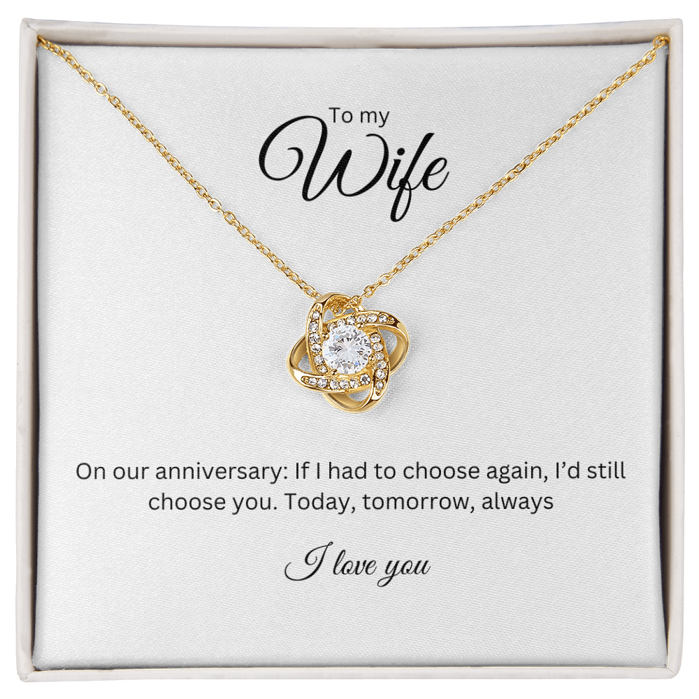 To My Wife Love Knot Necklace - Anniversary Gift with Heartfelt Message Card