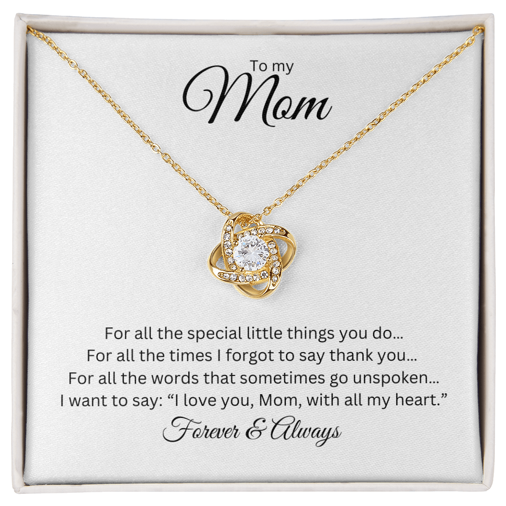 To My Mom: Love Knot Necklace with Message Card, Meaningful Jewelry Gift