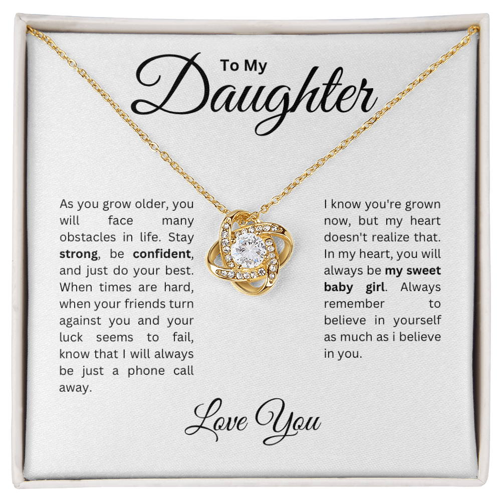 To my Daughter: Love Knot Necklace with Heartfelt Message Card, Meaningful Jewelry Gift