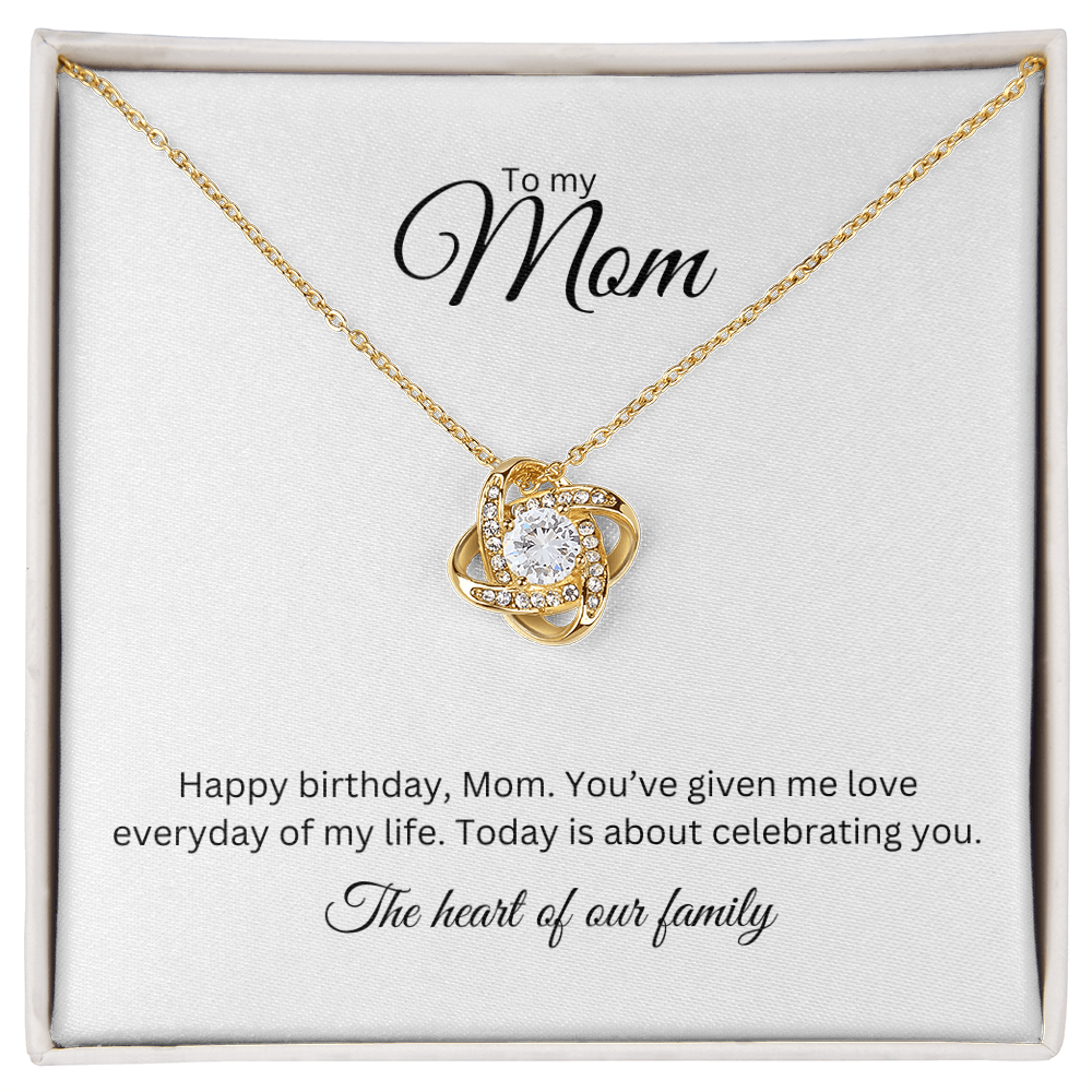 To My Mom: Love Knot Necklace with Birthday Message Card, Meaningful Jewelry Gift