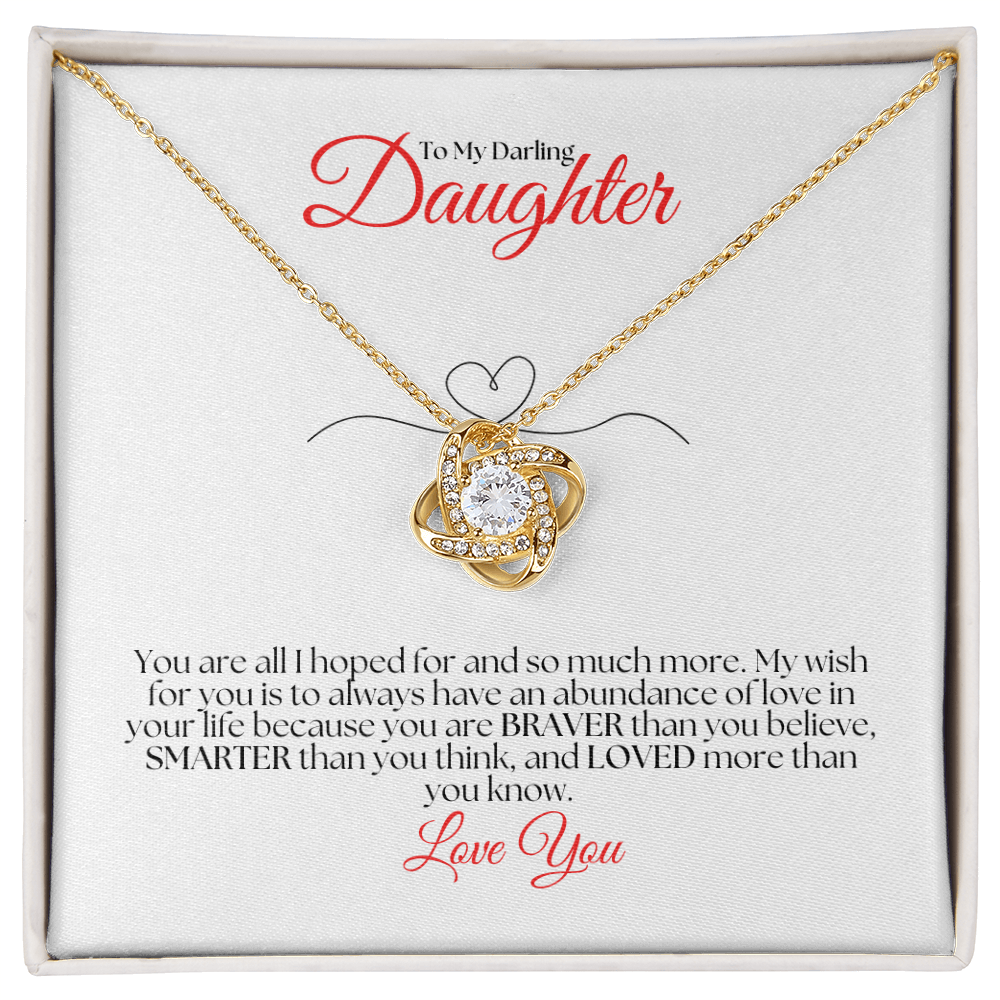 To my Daughter, Love Knot Necklace with Heartfelt Message Card, Meaningful Jewelry Gift