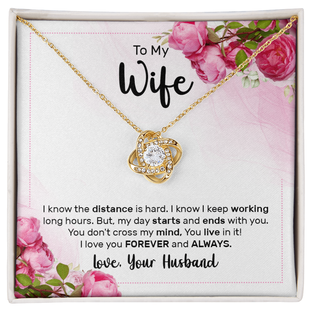 To My Wife, Love Knot Necklace with Limited Edition Heartfelt Message Card, Romantic Jewelry Gift