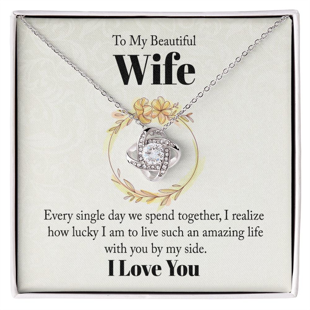 To My Wife, Love Knot Necklace with Heartfelt Message Card, Romantic Jewelry Gift