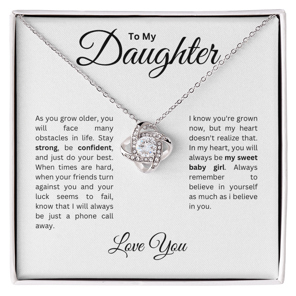To my Daughter: Love Knot Necklace with Heartfelt Message Card, Meaningful Jewelry Gift