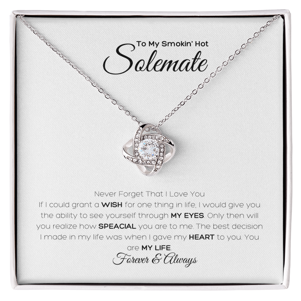 To my Soulmate, Love Knot Necklace with Heartfelt Message Card, Meaningful Jewelry Gift