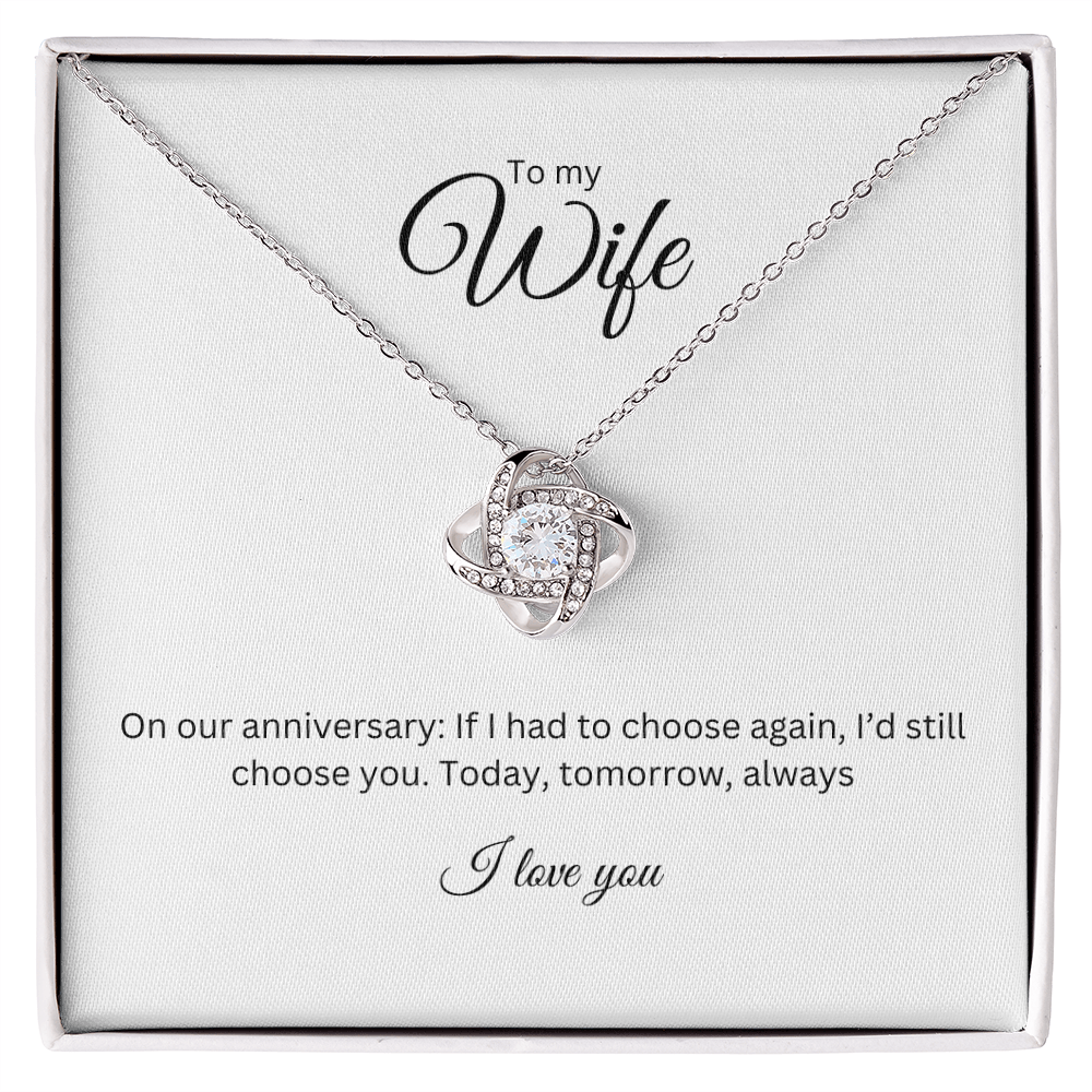 To My Wife Love Knot Necklace - Anniversary Gift with Heartfelt Message Card