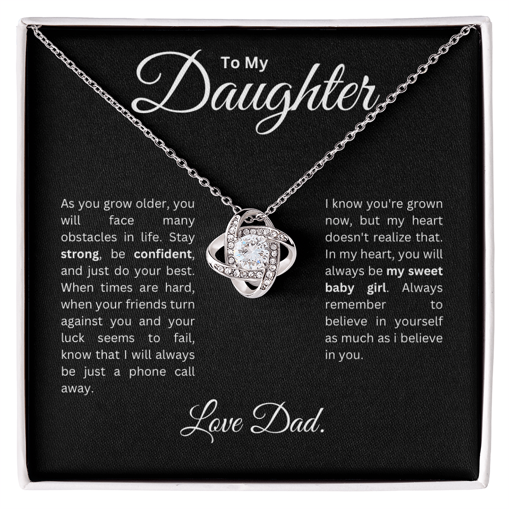 To my Daughter: Love Knot Necklace with Heartfelt Message Card, Meaningful Jewelry Gift