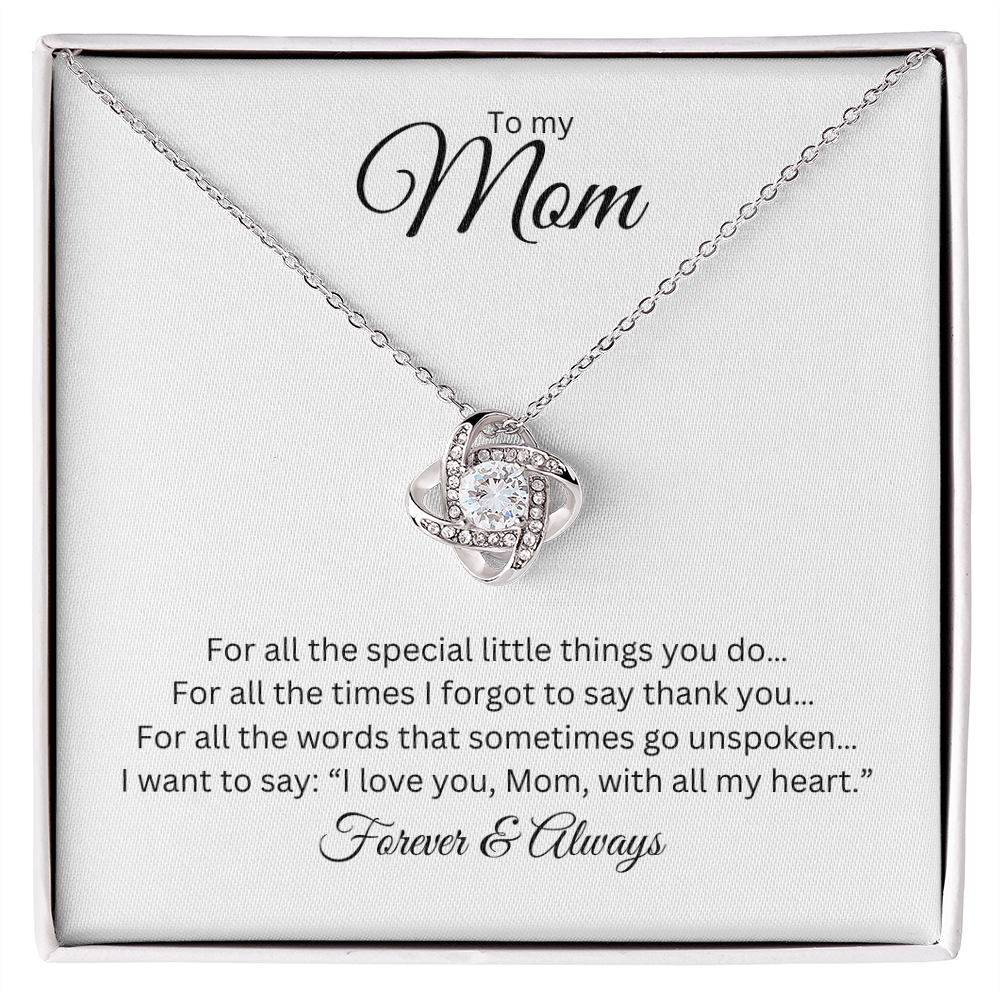 To My Mom: Love Knot Necklace with Message Card, Meaningful Jewelry Gift