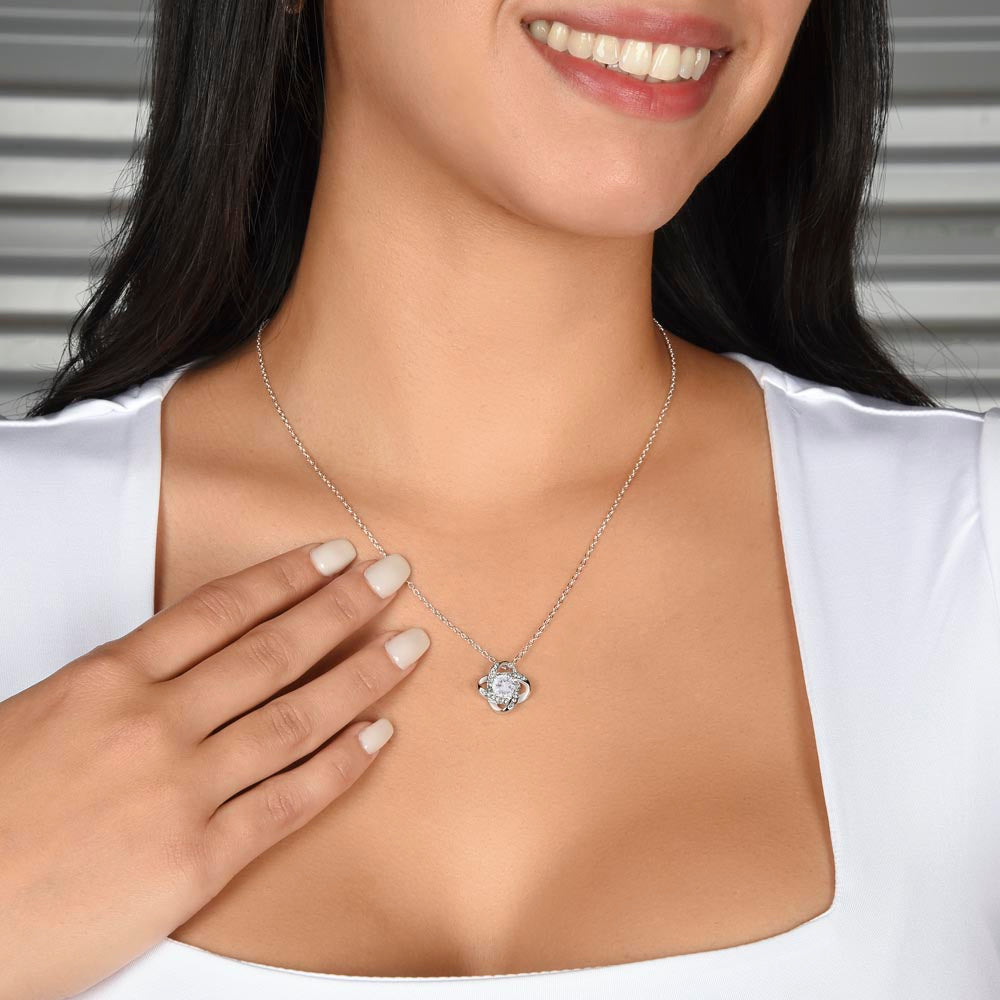 To My Mom: Love Knot Necklace with Birthday Message Card, Meaningful Jewelry Gift