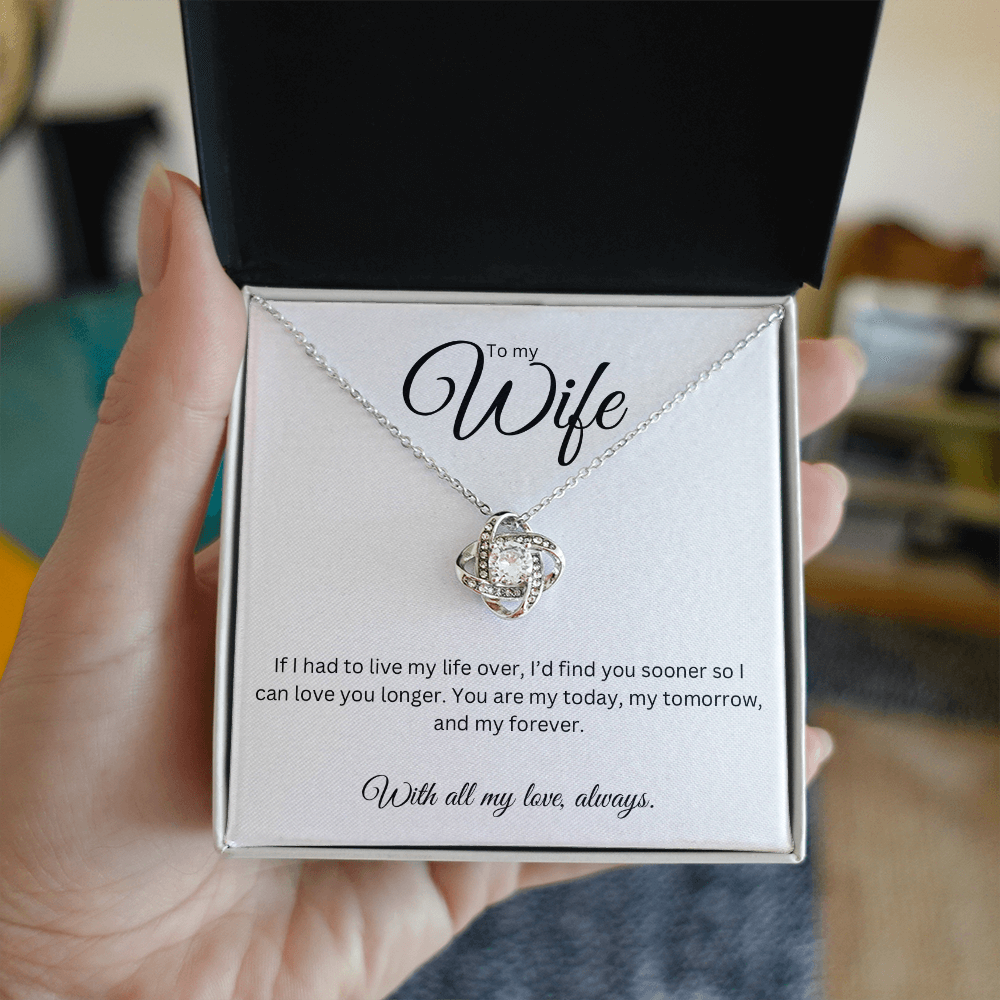 To My Wife Love Knot Necklace - Romantic Gift with Heartfelt Message Card