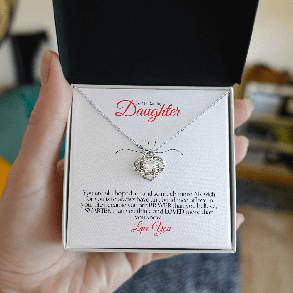 To my Daughter, Love Knot Necklace with Heartfelt Message Card, Meaningful Jewelry Gift
