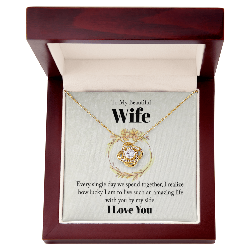To My Wife, Love Knot Necklace with Heartfelt Message Card, Romantic Jewelry Gift