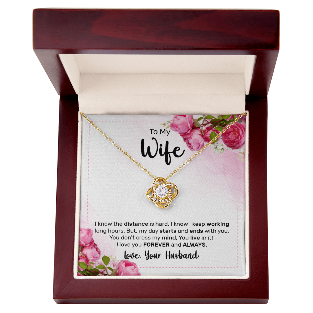 To My Wife, Love Knot Necklace with Limited Edition Heartfelt Message Card, Romantic Jewelry Gift