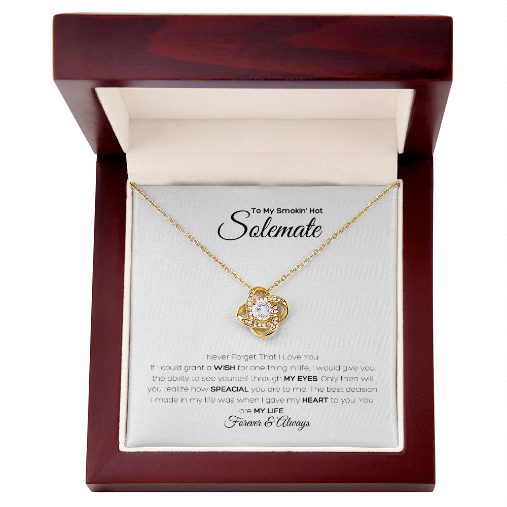 To my Soulmate, Love Knot Necklace with Heartfelt Message Card, Meaningful Jewelry Gift