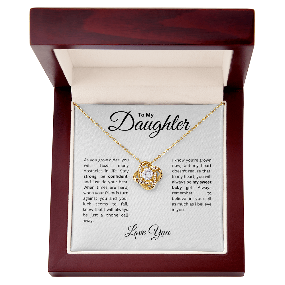 To my Daughter: Love Knot Necklace with Heartfelt Message Card, Meaningful Jewelry Gift