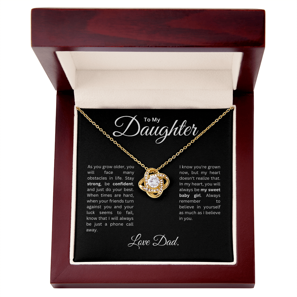 To my Daughter: Love Knot Necklace with Heartfelt Message Card, Meaningful Jewelry Gift