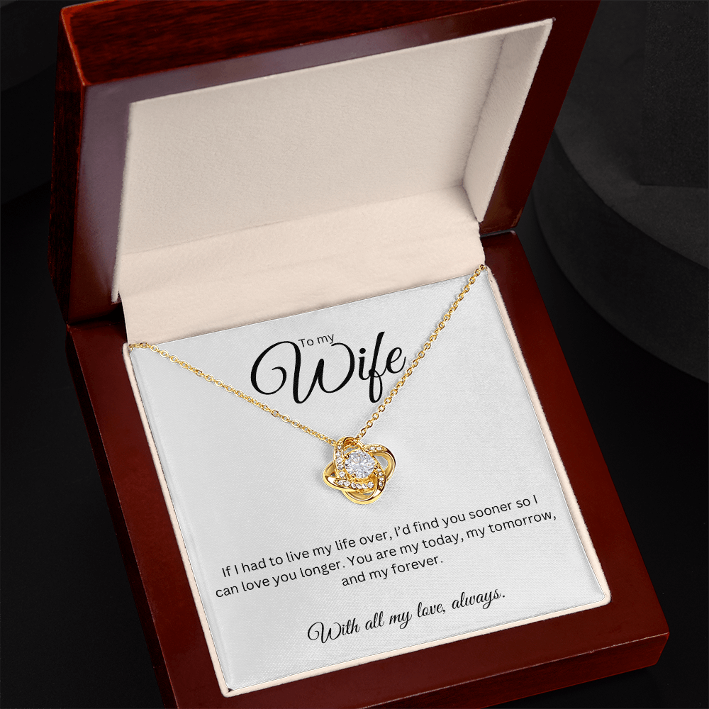 To My Wife Love Knot Necklace - Romantic Gift with Heartfelt Message Card