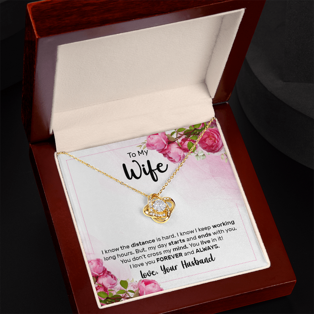 To My Wife, Love Knot Necklace with Limited Edition Heartfelt Message Card, Romantic Jewelry Gift