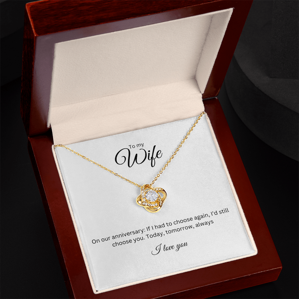 To My Wife Love Knot Necklace - Anniversary Gift with Heartfelt Message Card