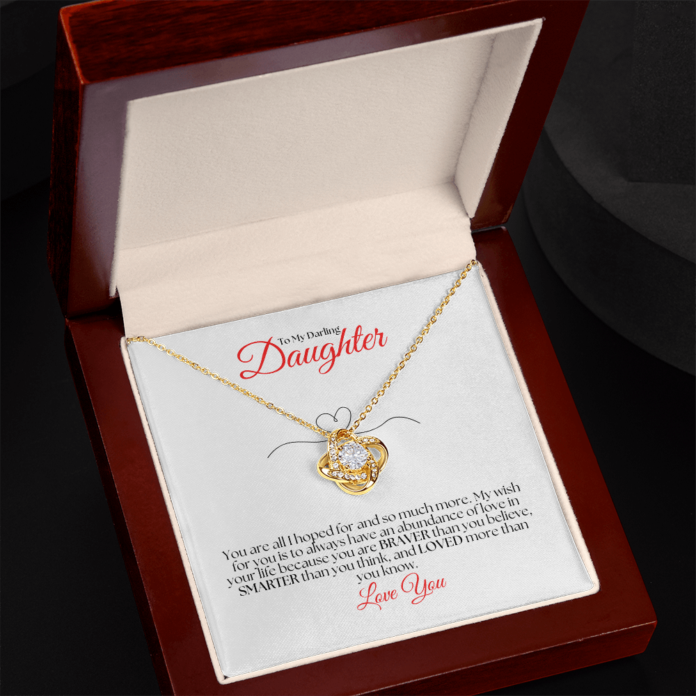 To my Daughter, Love Knot Necklace with Heartfelt Message Card, Meaningful Jewelry Gift