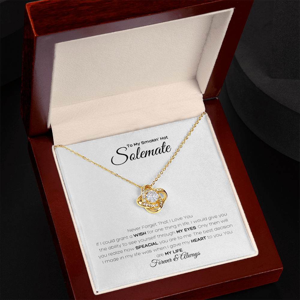 To my Soulmate, Love Knot Necklace with Heartfelt Message Card, Meaningful Jewelry Gift