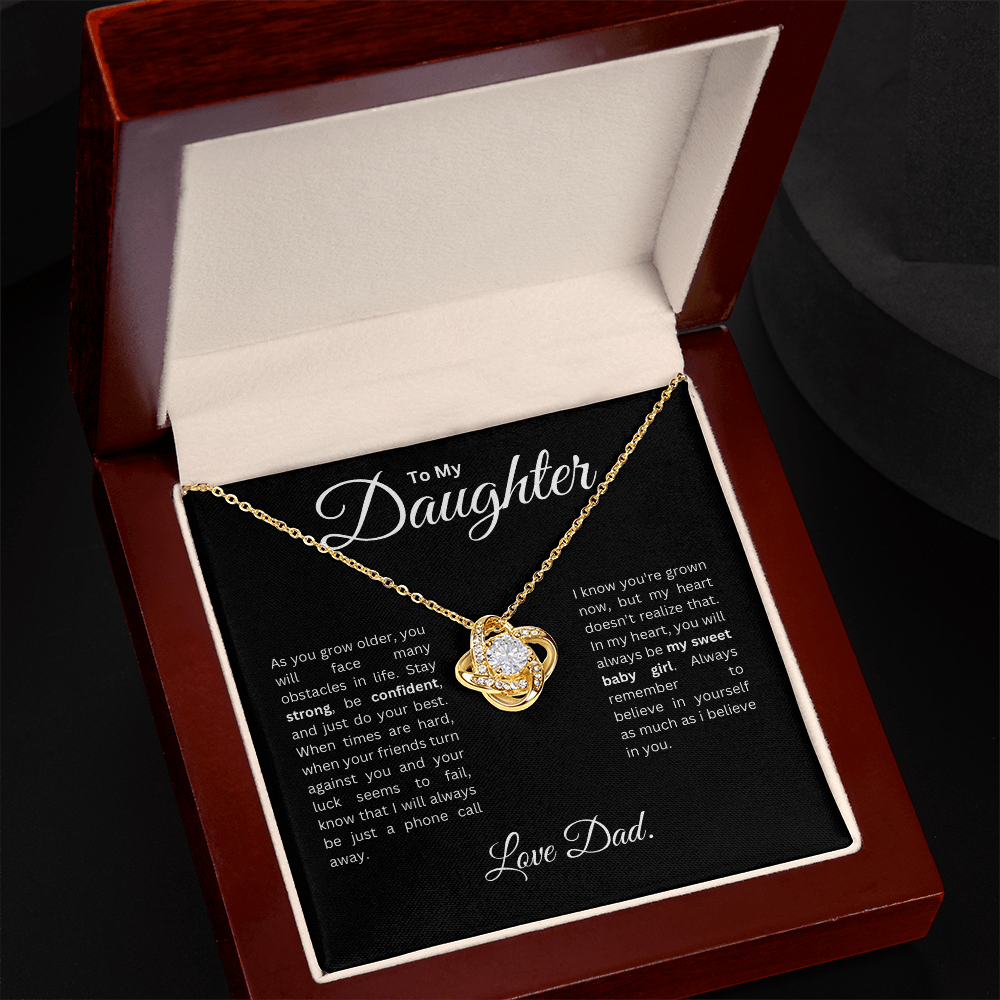 To my Daughter: Love Knot Necklace with Heartfelt Message Card, Meaningful Jewelry Gift