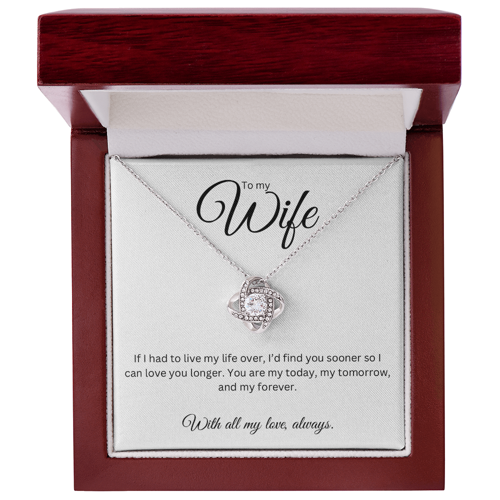 To My Wife Love Knot Necklace - Romantic Gift with Heartfelt Message Card