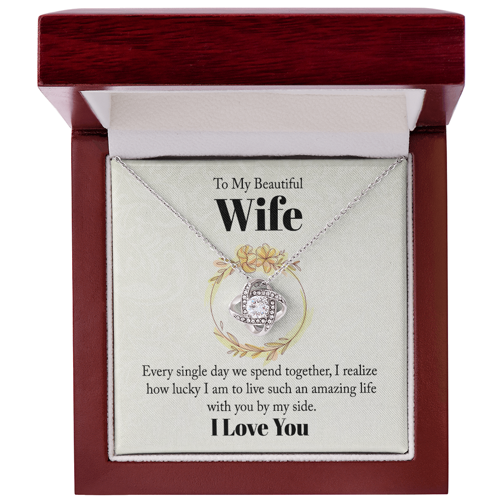 To My Wife, Love Knot Necklace with Heartfelt Message Card, Romantic Jewelry Gift