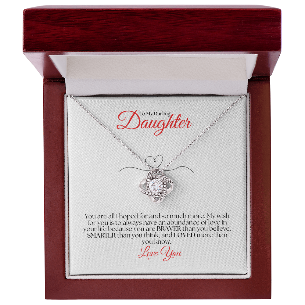 To my Daughter, Love Knot Necklace with Heartfelt Message Card, Meaningful Jewelry Gift