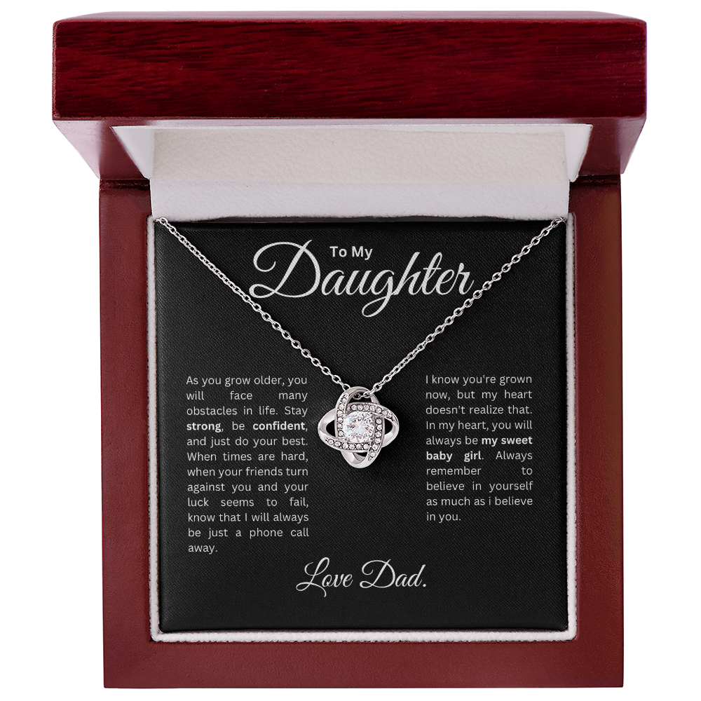 To my Daughter: Love Knot Necklace with Heartfelt Message Card, Meaningful Jewelry Gift