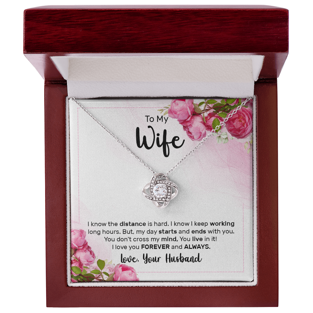 To My Wife, Love Knot Necklace with Limited Edition Heartfelt Message Card, Romantic Jewelry Gift
