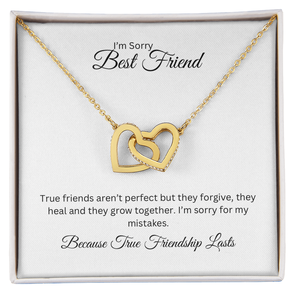 I'm Sorry, Best Friend, Interlocking Hearts Necklace with Heartfelt Card, Meaningful Jewelry Gift