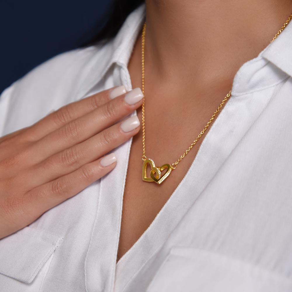 To My Mom & Dad: Interlocking Heart Necklace with Birthday Message Card, Meaningful Jewelry Gift
