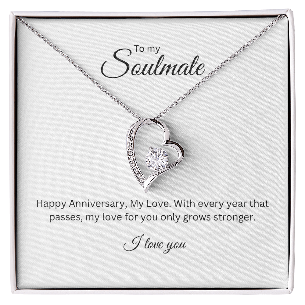 To My Soulmate: Forever Love Necklace with Anniversary Message Card, Meaningful Jewelry Gift