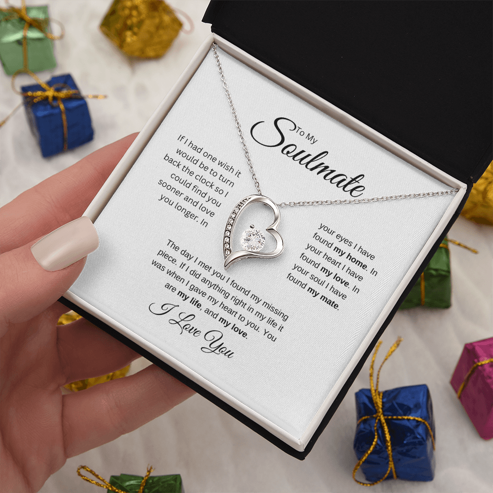 To My Soulmate: Forever Love Necklace with Birthday Message Card, Meaningful Jewelry Gift